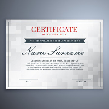 elegant certificate design with white and gray checker box