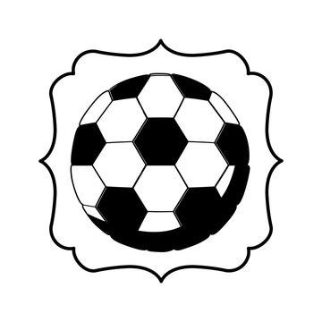 monochrome frame with soccer ball vector illustration