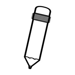 black silhouette pencil with eraser vector illustration
