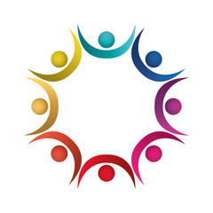colorful teamwork with hands up vector illustration
