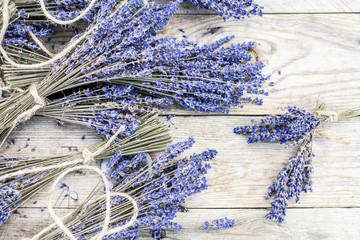 Lavender bunches on wood