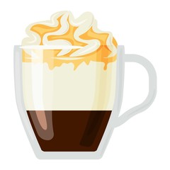 Coffee cups different cafe drinks con panna