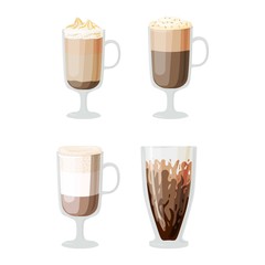 Coffee cups different cafe drinks