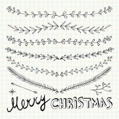 Fototapeta premium Christmas and New Year doodles collection