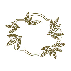 frame leaves with branch contour vector illustration