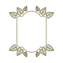 silhouette heraldic decorative frame with leaves vector illustration