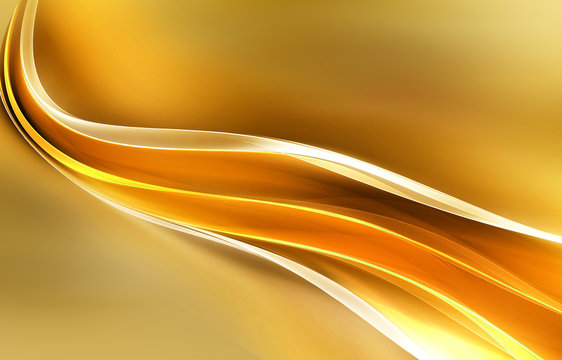 Abstract background powerful effect lighting. Gold yellow blurred color waves design. Glowing template for your creative graphics. Crazy shape.