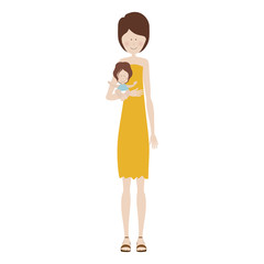 mother carrying a baby girl vector illustration
