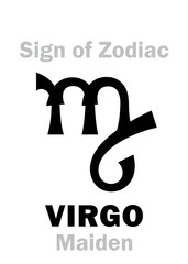 Astrology Alphabet: Sign of Zodiac VIRGO (The Maiden). Hieroglyphics character sign (single symbol).