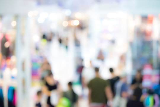 Abstract blurred people in shopping mall background