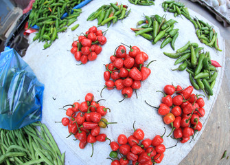 red chilli selling at the vegetable market at nepal