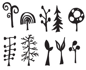 Set of tree doodles vector eps10