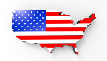 Map with the Flag of the United States of America