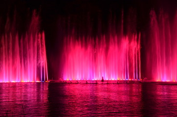 Farbenprächtige Wasserspiele im Park Planten un Blomen Hamburg