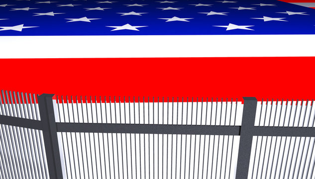 Border Wall Beween America and Mexico 3d Illustration