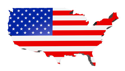 Map with the Flag of the United States of America