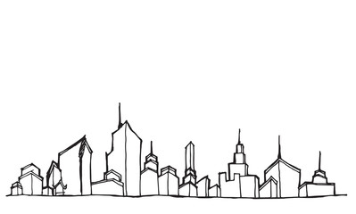 Cityscape Vector Illustration Line Sketched Up eps10