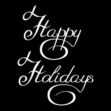 inscription handwriting with curlicues happy holidays vector