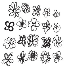 Set of flower doodle sketch eps10