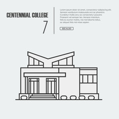 Vector outline illustration of building Facade. Coloring book page for adults and children. Black outline on white.