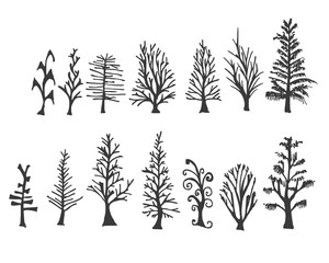 Set of tree doodles vector eps10