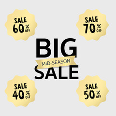 Set of big Sale Badges, vector illustration