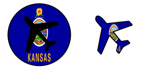 Nation flag - Airplane isolated - Kansas