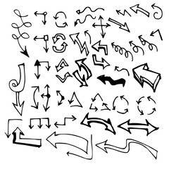 Vector hand drawn arrows set isolated on white
