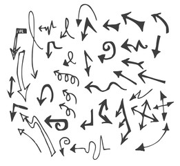 Vector hand drawn arrows set isolated on white