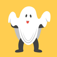 Man wearing white spirits disguised as ghosts in the Halloween.