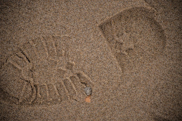 Fototapeta na wymiar footstep in sand 