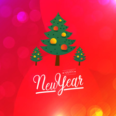 Merry Christmas and Happy New Year typographic greeting card, vector illustrator