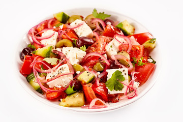 Small bowl of yummy olive and tomato salad