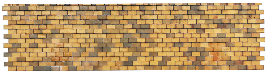 Long wall from yellow burned clay bricks