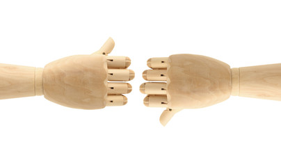 wooden hand.