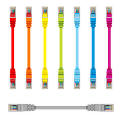 Colored computer network cables. - obrazy, fototapety, plakaty