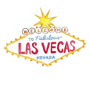 Las Vegas Illustration Casino Watercolor Hand-painted Isolated on the white Party Vegas Clipart Bright
