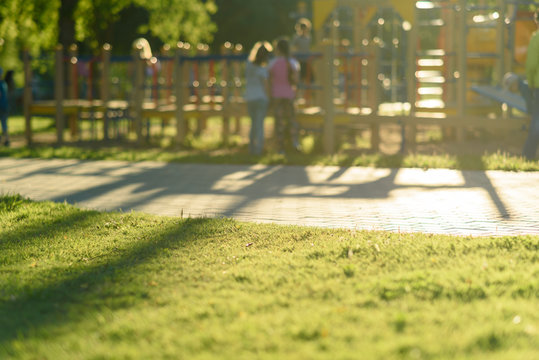 Defocused and blurred image for background children's playground,activities at public park
