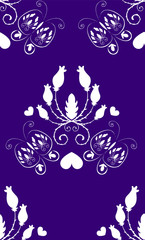 Obraz premium Pattern with buds of roses and butterflies, contours, shadows, the painted pattern, seamless. purple