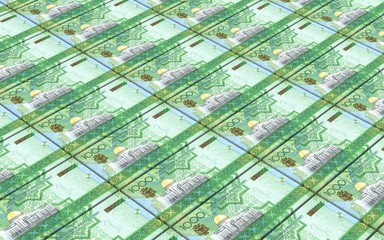 Fototapeta premium Turkmenistan money bills stack isolated on white background. 3D illustration.