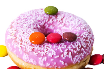 donut with smarties isolated