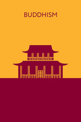 Buddhist temple icon. Religious building. Landmark and place of worship