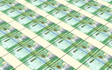 Turkmenistan money bills stack isolated on white background. 3D illustration.