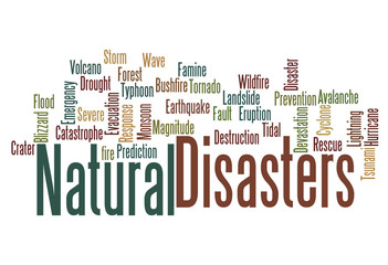 Natural disasters word cloud background