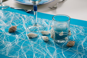 Blue table arrangement