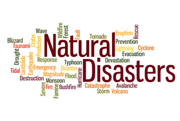 Natural disasters word cloud background