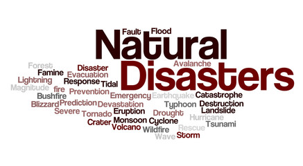 Natural disasters word cloud background