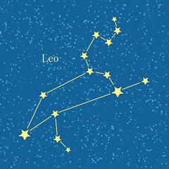 Obraz na płótnie Canvas Leo Zodiac on Background of Cosmic Sky