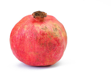 One Raw Pomegranate Fruit on White Background