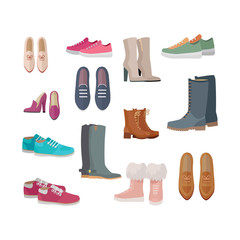Set of Women s Shoes Vectors in Flat Design